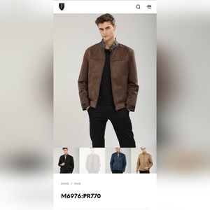 F-Collection Italian Suede Leather from M6976:PR770- Brown Men XL - Brand New